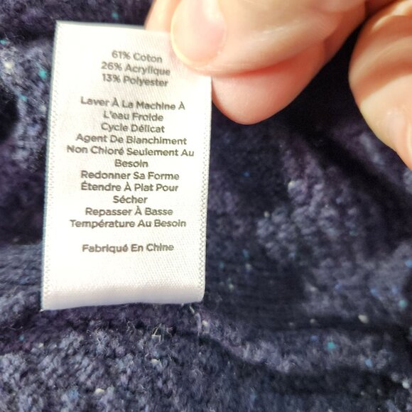 Talbots Navy Blue Speckled Sweater Long Sleeve Cotton Blend Womens Petite Size M - Picture 13 of 13